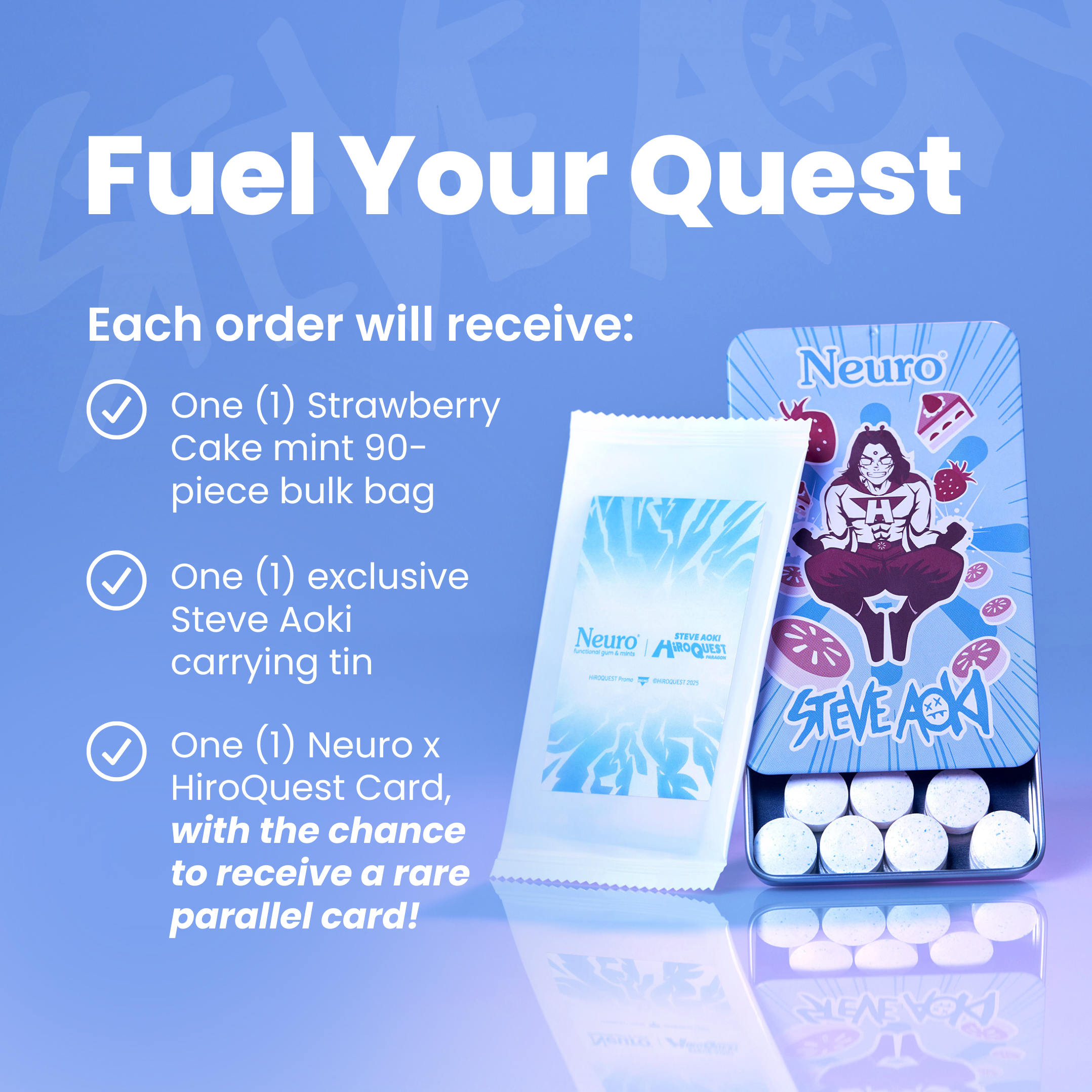 Neuro x Steve Aoki Energy & Focus Strawberry Cake Mints