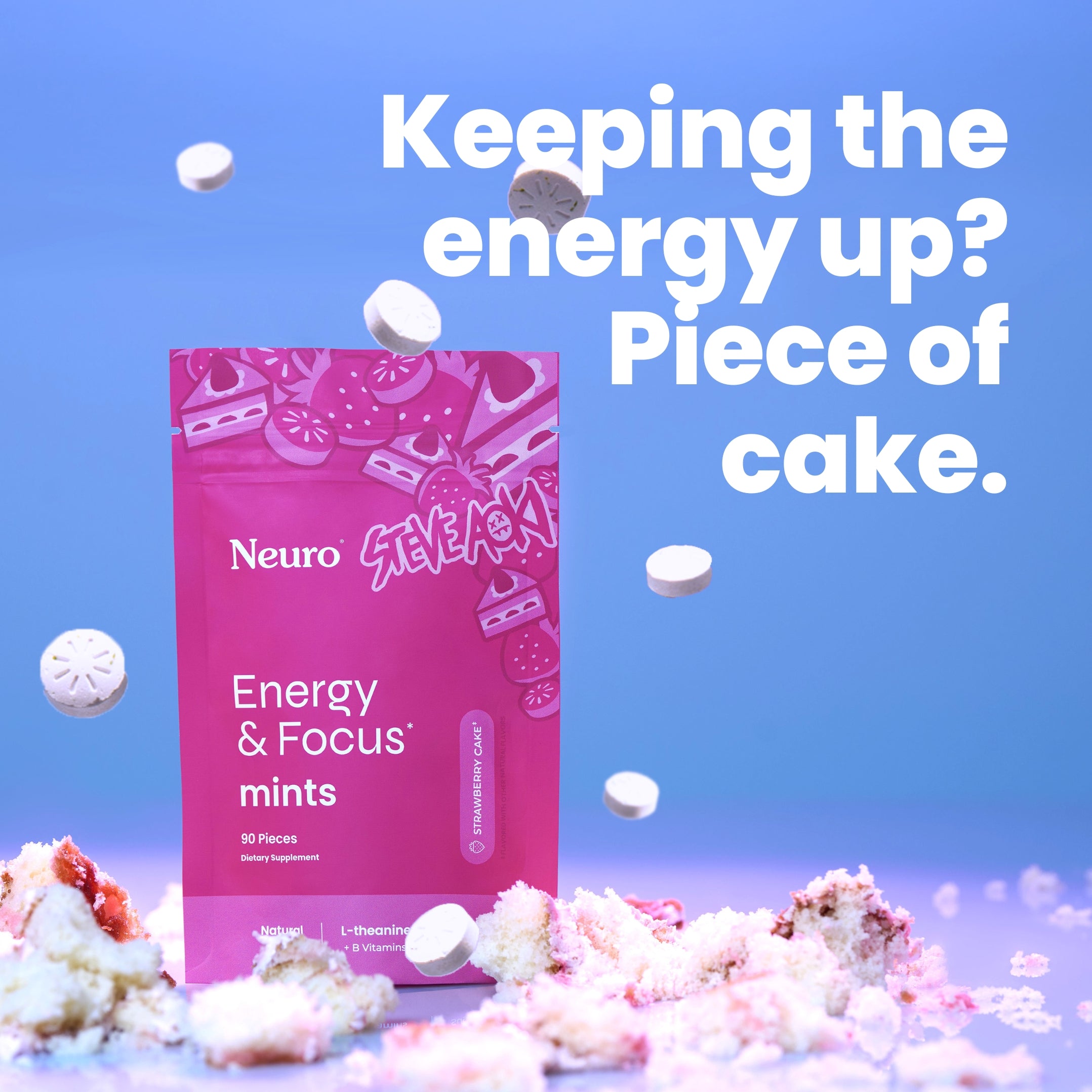 Neuro x Steve Aoki Energy & Focus Strawberry Cake Mints